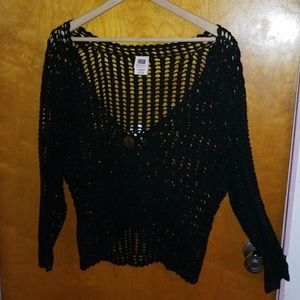 Black Crochet Crop Cardigan